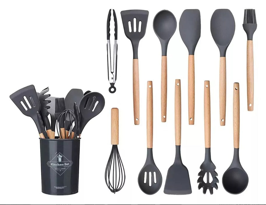 Set Utensilios De Cocina Silicona X12 Pz